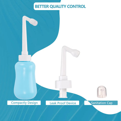 Postpartum Peri Bottle For Gentle Perineal Cleansing And Comfort, 12.7 Oz, Blue, Leak-Proof Design shown with sanitation cap