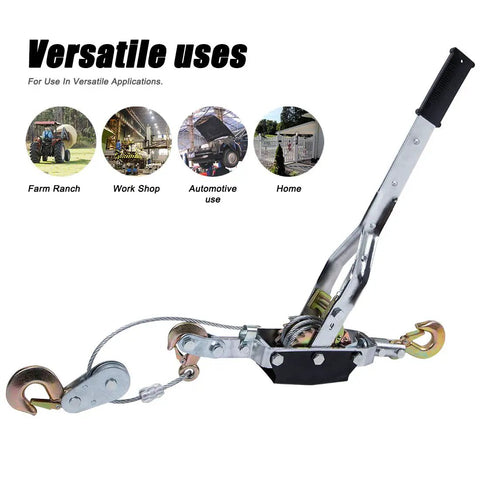Beast 5 Ton Heavy Duty Come Along Winch With 3 Hooks And 2 Gears Power Puller for versatile uses in farm, workshop, auto