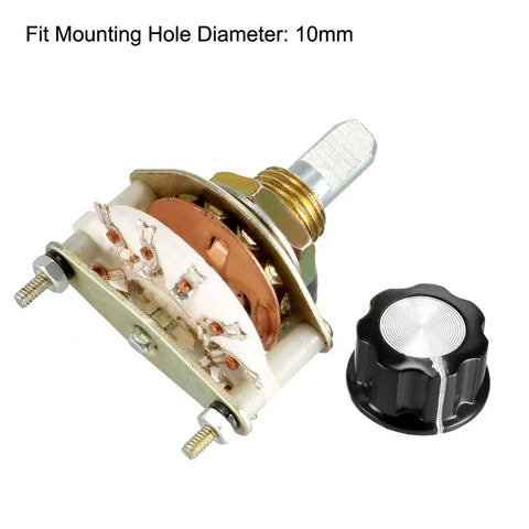 Band Selector Rotary Switch 1 Pole 10 Position 1 Deck With Plastic Knob and 10mm Mount Hole and 6mm Shaft