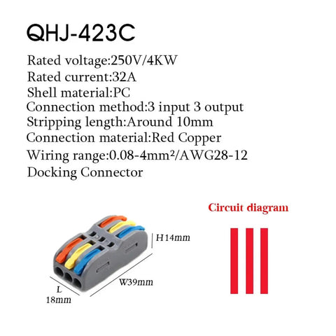 Snag This Compact DIN Rail Wire Connector Terminal Block For Tool Free Push In Spring Clamp Wiring On Solid Or Stranded Conductors Inside Your Industrial Control Panels With Flame Retardant Housing And 32A Rated Snazzy Tech For LED Lighting Setup, gray 3-in 3-out 39x18mm