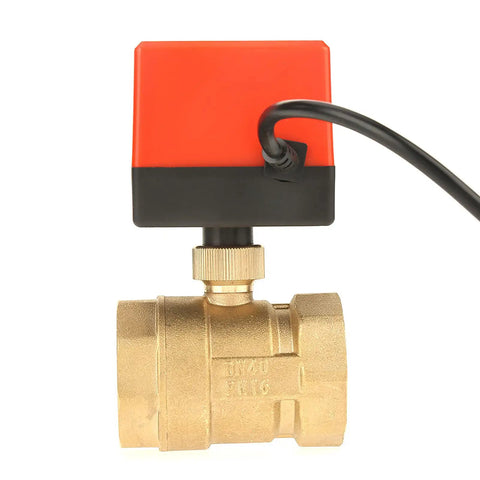 Pro Grade Two Way Motorized Ball Valve Crafted From Heavy Duty Forged Brass G1 One Half Inch Pipe Thread Dn40 Size view from above