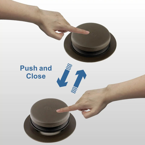 Oil Rubbed Bronze Tub Drain Conversion Kit With Tip-Toe Trim showing push-to-close mechanism