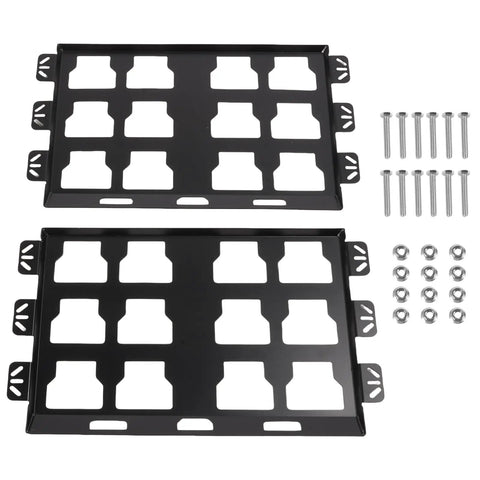 High Grade Stainless Steel Mending Plate And Toolbox Bracket 2 Pack featuring two black brackets and hardware for secure storage.
