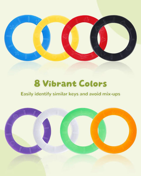 24 Pack 0.9 Inch Round Key Caps Set In 8 Colors For Small Flat Keys Only Not Suitable For Square Or Large Keys, Color Coded ID