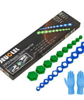 Magnetic Socket Insert Adapter Set 21 Piece With Hex Profile, SAE and Metric, color-coded pieces displayed with packaging and gloves