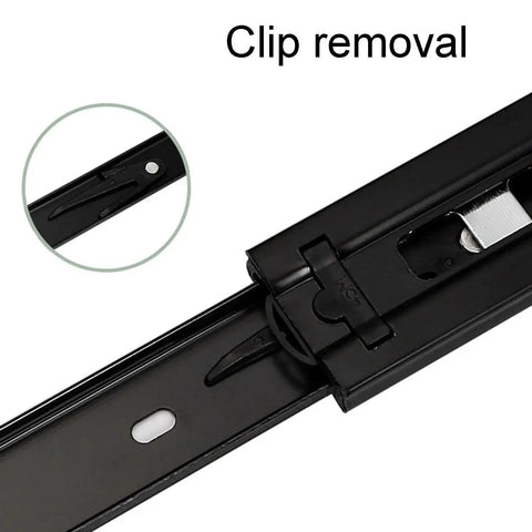 Close-up of clip removal on 2 Pack Full Extension Drawer Slides 5/6/8 Inch Short Guide Rails For Smooth No Jam Drawer Motion In Kitchen Office Workshop Cabinets 200mm Easy Glide Metal Sliders.