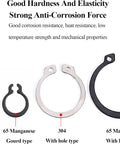 20 Piece External Circlips C Clip Snap Ring Set 65Mn Steel 58Mm 60Mm 62Mm 65Mm 68Mm For Cars Auto Engines Valves And Bearings Durable Black Plated Heavy Duty Retaining Rings Kit showing different styles and materials of circlips.