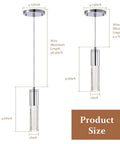 Dimensions of 2 Pack Integrated LED Pendant Lights With Bubble Glass And Chrome Finish, 3000K Warm Light, Dimmable, 8.5W 640 Lumens