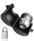 MOSECYOU door knob locking cover with padlock; all-metal construction, adjustable, side view