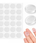 Clear Glass Table Top Slip Proof Pads With Self Adhesive Dots 20mm By 2mm Rubber Bumpers shown on white background with hand display