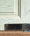 Double Action Spring Hinge With Cover Plates For Wood Doors Self Closing Top Pivot Hinge installed on wooden door base