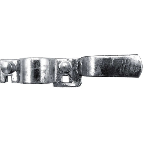 Heavy Duty Galvanized Chain Link Fork Latch With Padlock Hole For Secure Yard Gate Setup Fits 1-3/8-Inch Frame And 2-7/8-Inch Post, close-up view.