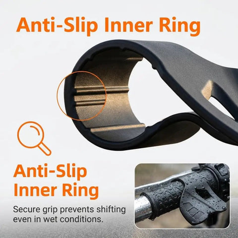 Universal Motorcycle Cruise Control Throttle Assist Grip with Palm Rest Support showing anti-slip inner ring designed for secure grip.