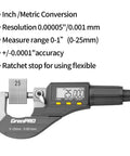 Beastly Precision Digital Micrometer Measuring Tool With Inch And Metric Readouts, Pro Level Thickness Gauge For DIY And Home Projects, 0.00005 Inch And 0.001 mm Accuracy, 0 To 25 mm And 0 To 1 Inch Range, Protective Case Plus Extra Battery, digital micrometer display