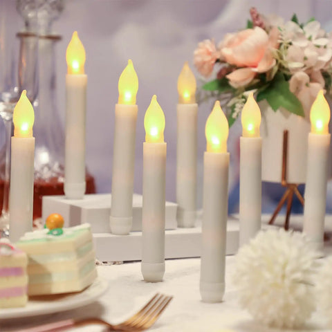60 Piece Flameless LED Taper Candles Battery Operated With Realistic Flicker Warm White Light for weddings and church table decor