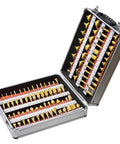 Bang For Buck 100 Piece Drill And Router Bit Set With 1/4 Inch Shank High Speed Steel Chamfer End Mills For Woodworkers Who Want To Mill Gouge Groove And Engrave Like A Pro opened case displaying various drill and router bits.