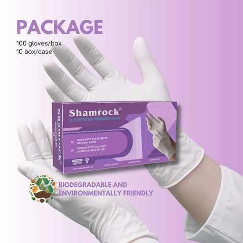 Top Grade 6 Mil Latex Work Gloves Powder Free With Fully Textured Palms For The Ironclad Knockout Grip, shown in package.