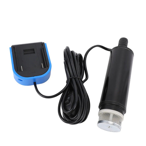 Heavy Duty Tough As Nails Cordless Submersible Sump Pump With 500 Gph Flow And 16 Foot Head showing battery attachment and cabling.