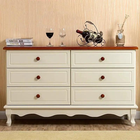 Ten Pack Round Wood Drawer Knobs Warm Red Brown Finish Mushroom Design Slick Cabinet Handles on cream dresser.