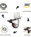 1.5 Inch Swivel Plate TPE Caster Wheels Pack Of 4 With Brake Low Profile L Bracket Casters For Crib Table Shelf TV Stand