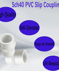 10 Pack One Half Inch NPT Female PVC Pipe Fittings Socket To Female Slip Coupling Sch40 White Plumbing Connectors Image