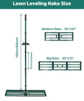 Stainless Steel Lawn Leveling Rake With Adjustable Handle For Smoothing Soil And Topsoil 30x10 Or 45x10 Ground Plate