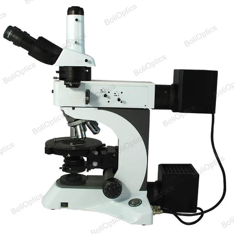 Pro Grade 50X To 1000X Trinocular Polarizing Microscope With Dual Halogen Lighting And Infinity Plan Achromatic Objectives For Petrology Geology Laboratories Medicine Biology PL13010333, side view