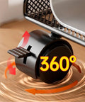 Heavy Duty Black Metal Under Desk Cpu Stand With Smooth Locking Casters wheel showing 360° rotation for easy mobility.