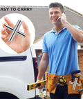 Man holding Heavy Duty 4 Way Sillcock Key Socket Wrench Set For Quick Faucet Valve Repairs Featuring 1/4 9/32 5/16 11/32 Inch Heads.