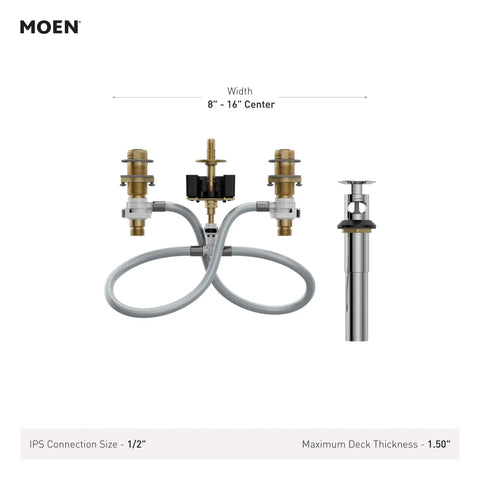 Rough In Water Valve With Drain Assembly For Widespread Bathroom Faucets Half Inch IPS MPact Compatible Faucet Valve System