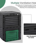 80 Gallon Outdoor Compost Bin Tumbler For Garden Patio And Yard with multiple ventilation holes for efficient composting.