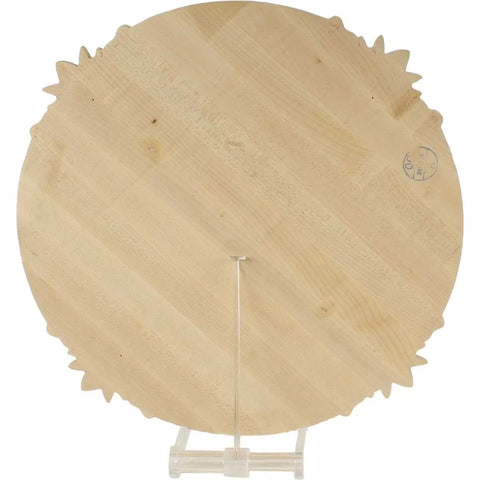 Back view of 16 Inch Outer Diameter Dope Carved Acanthus Leaf Wood Ceiling Medallion In Red Oak, 1/8 Inch Projection, hand sanded