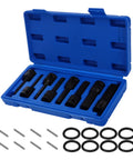 Heavy Duty 1-2 Inch Hex Impact Socket Set With Extended Reach And Replacement Bits For Axle Nut Repair Pneumatic Wrench Accessories Perfect For Auto Shines, blue case with sockets