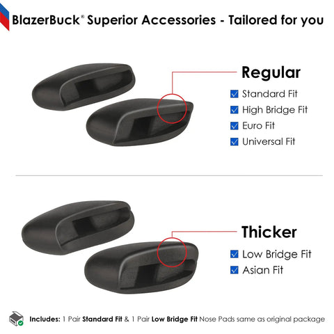 Replacement Nose Pads For Oakley Flak Jacket XLJ Flak Two Point Zero XL And Half Jacket Sunglasses Black Soft Cushions For Comfort Non Slip Grip Easy Install Durable Fit showing regular and thicker designs.
