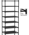 10 Tier Shoe Rack Holds 20-25 Pairs Durable Waterproof Non-Woven Fabric Shelves With Thickened Iron Pipe Frame And Sturdy Connectors