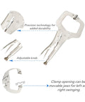 Heavy Duty 6 Inch C Clamp Locking Pliers Set with knob and swivel pad for precise adjustments and durability details