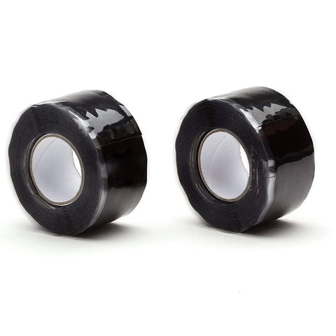 Two rolls of 1 Inch Self Fusing Silicone Hose Repair Tape 10 Ft Black 0.5mm Thick Heavy Duty Leak Proof Rubber Tape for Water Pipes and Hoses DIY Fix