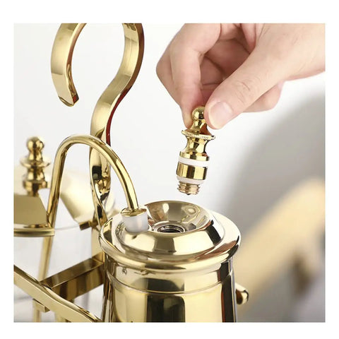 Killer Retro Glass Siphon Coffee Maker Smooth Siphon Brewer With Easy Clean Design, hand attaching gold valve.