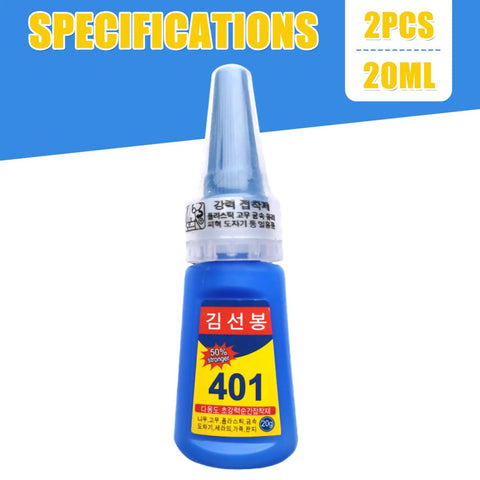 Two Pack 401 Super Glue For Nails Shoes Metal And Plastic Repair High Viscosity Fast Bonding Liquid Adhesive 20ml Each bottle
