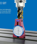 Pro Touch Off Gauge for CNC Milling Machines Z Axis Tool Setter with 4 Inch Offset and 2.2 Inch Dial shown in use on CNC machine