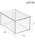 Stackable Closet Organizer Bin With Pull Out Drawer For Shoes Clothes Bags And More In Clear Plastic Lumiere Collection 2 Pack Built For Easy Closet Storage And Quick Access, dimensions shown