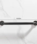 Built Tough Sixteen Inch Oil Rubbed Bronze Shower Grab Bar Wall Mounted Rustproof Stainless Steel Bathroom Safety Rail top view on wall