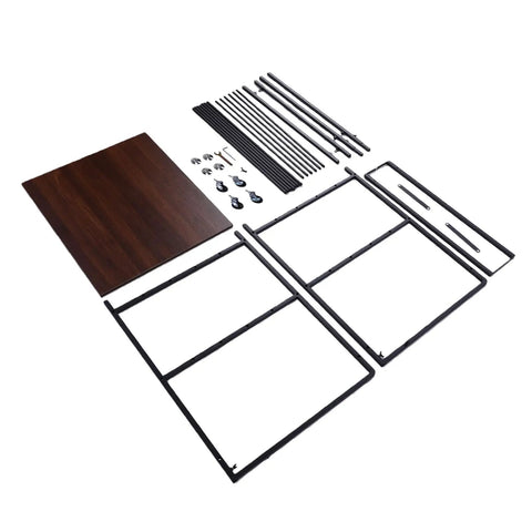 Heavy Duty 3D Printer Rolling Workbench Featuring Hella Sturdy Beech Wood Surface And Slick Locking Casters With Removable Top For Mobile Filament Storage Rack And Garage Setup parts displayed on white background.