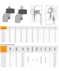 Heavy Duty 5 Ton Manual Chain Hoist Lifting Tool technical diagram with dimensions and specifications for workshop use.