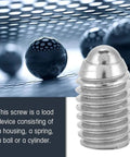 20 Pack Heavy-Duty M8 Spring Ball Plungers, Slick Stainless Steel Hex Socket Inserts close-up with ball bearings.