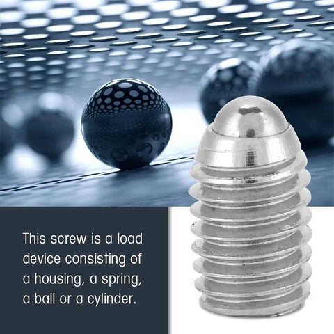 20 Pack Heavy-Duty M8 Spring Ball Plungers, Slick Stainless Steel Hex Socket Inserts close-up with ball bearings.