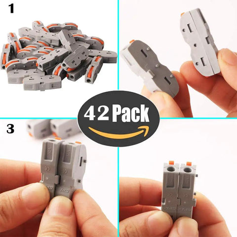 Plug And Play Lever Nut Connector Kit For Quick Wire Splicing One To One Terminal Blocks 42 Pack, detailed view.