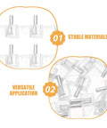 Close-up of clear plastic shelf pegs with studs, 60 pack. Lightweight cabinet pins for kitchen cabinets and office use.