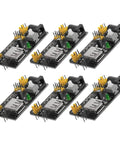 Six Pack Breadboard Power Supply Modules USB DC Regulated Low Voltage Board With Five Volt And Three Point Three Volt Outputs For Breadboards Ideal For School Lab And Hobby Projects, six units shown