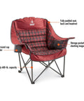 Oversized Extra Large Padded Camping Chair Portable Folding Lounge With Cup Holder Red Heavy Duty 400 Pound Capacity